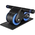 Trintion Ab Roller Wheel Exercise Automatic Rebound Abdominal Wheel Domestic Exerciser with Thick Knee Pad Mat Non Slip Double Wheels Abs Trainer for Home Gym Workout