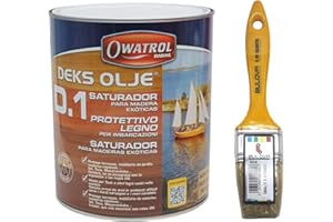 OWATROL® D1 - Olio saturatore trasparente opaco, Impregnate per legno, Protezione a lunga durata, per uso esterno e interno – Made in EU (1L + pennello)