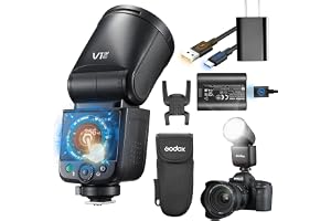 Godox V1 MID F Blixt för Fuji-kameror, 55Ws rundhuvud-blixt med pekskärm, över 650 blixtar på full effekt, TTL/HSS 1/8000 s, magnetisk AK-R1-adapter för X-T5, X100VI, X-H2 och X-S20