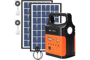 Vclpower 8800mAh Portable Power Station with Solar Panel Type-C Fast Charging Generator,LED Flashlight,FM,LED Bulbs,Solar Power Station for Home Outdoor Camping Emergency Fishing