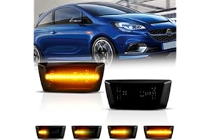OZ-LAMPE Dynamic Side Indicator for Vauxhall Opel Adam Astra H Corsa D Corsa E Insignia A Meriua B Zafira B,SMD LED Chip Amber Side Marker Blinker, with Canbus, Error Free Side Repeater, smoked Lens