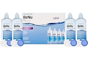 ReNu Multi Purpose Contact Lens Solution 4 x 240ml - Soft Contact Lenses for Comfortable Wear - Gentle on Sensitive Eyes - Clean, Disinfect, Rinse, Lubricate and Store your Lenses - Lens Case Included