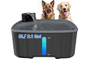 Kittyspout Fontaine a Eau Chien, 8L Fontaine Chat/Grand Chien avec Fenêtre de Visualisation, Pompe Ultra-silencieuse, Filtre à 4 Couches pour Garder l'eau Propre, sans BPA, Noir