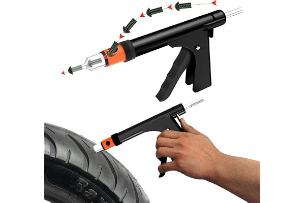 GRAND PITSTOP 22 Pcs Tubeless Tire Gun Puncture Repair Kit with Mushroom Plug for Tyre Punctures and Flats on Cars, Motorcycles, ATV, Trucks & Tractors (15 Mushroom Plugs)