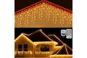 CERIAL 20M Sopel Lights Outdoor Christmas Curtain Fairy Lights Zasilane z sieci zewnętrzne lampy lodowe z 108 kroplami do wewnętrznych altanek świątecznych, ciepła biel