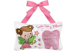 free-space Zahnfee-Kissen für Jungen und Mädchen, bestickte Cartoon-Zahntaschen, Zahnfee-Geschenke für Kinder (Girl)