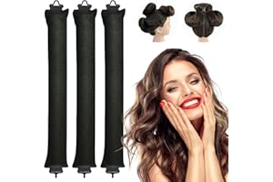LEOLAMVAED Heatless Hair Curler, 3 Pezzi Di Arricciacapelli Senza Calore Durante La Notte, Ricci Senza Calore Rivestito In Flanella, Heatless Curls, Per Donne Con Capelli Lunghi (Black)