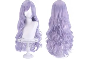 COLORFUL PANDA Colorfulpanda 32inch 80cm Long Wavy Curly Full Hair Purple Cosplay Wig for Women Ladies Harajuku Anime Style Halloween Costume Party or Daily Use