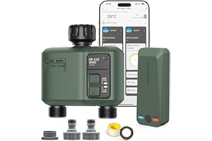 Shrivee Inteligentny sterownik nawadniający WLAN z 2 wyjściami stref i 5 programami, system nawadniania z opóźnieniem deszczu/automatyczne nawadnianie, idealny do szklarni i ogrodu