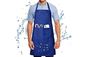 FunChaos Grembiule da Cuoco per Uomo e Donna, Grembiule Senza Lavaggio Design con 2 Tasche Grembiuli Regolabile Impermeabile e A Prova Olio Professionale per Cucina Giardinaggio Pittura Lavoro BBQ