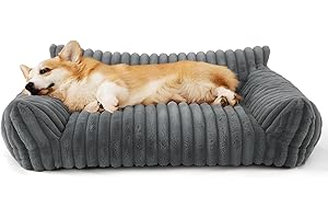 Meunhy Cute Cat Bed 50x40x20cm, Fluffy and Soft Cat Sofa Bed with Removable and Washable, for Indoor/Cars,Non-Slip Bottom,Grey,XS