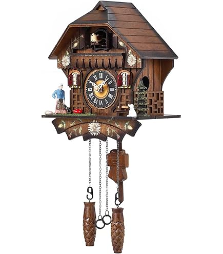 Reloj De Péndulo De Cuco Trenkle | Cuarzo Con Música | 12 Melodías | Madera De Nuez | Hecho En Alemania
