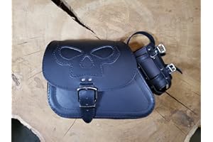 ‎ORLETANOS ORLETANOS Schwingentasche Dyna Skull schwarz kompatibel mit Harley Davidson Dyna Street Bob Fat Bob Low Rider Sporty Tasche Schwinge Koffer Sportster Reisetasche Suzuki Kawasaki