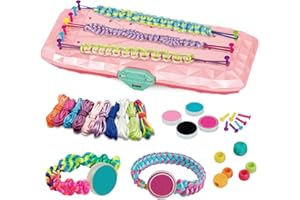 TUELALY Hand Rope Braider for Children Bracelet Making Accessories Kids 1 Set Friendship Maker Kit DIY Crafts Girls with Travel Activities Gift 8-12 Years Old Pink