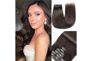 ‎GUDOZO GUDOZO Clip in Extensions Echthaar 7pcs 45cm 120g Schokoladenbraun Invisible Clip Extensions Echthaar Extensions Clip Extensions Echthaar Clip Extensions Skin Weft Haarverlängerung(18zoll,2#)
