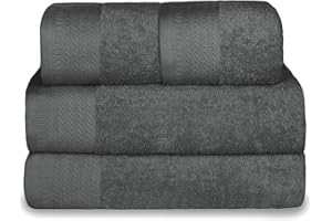 MERCURY TEXTIL- Juego 4 Toallas de 500gsm 100% Algodón, 2 de Baño y 2 de Manos, Suaves, Resistentes y Absorbentes. (Gris Oscuro)
