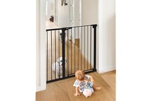 COMOMY Türschutzgitter Extra Hoch, 75-110cm Treppenschutzgitter ohne Bohren, Türgitter für Baby, Kinder, Hund und Katze, 91,5cm Hoch - Schwarz