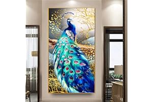 Trayosin Diamond Painting Erwachsene 5D Diamant Painting Bilder Erwachsene Pfau Groß xxl Set Full Drill mit Diamond Painting Zubehör DIY Diamant Malen nach Zahlen für Wand Décor Geschsenk (160x80cm)