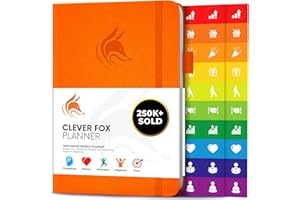 Planificateur Clever Fox - Agenda Personnel pour Booster Productivité, Motivation, Attention, Bonheur de Vie, Succès et Atteindre vos Objectifs – Journal du Quotidien et Hebdomadaire - Orange