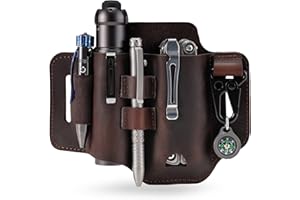 VIPERADE PJ35 EDC Lederscheide Multitool Scheide mit 3 Taschen,Werkzeuge Holster Messer Gürtelscheide Taschenlampen Scheide dla Leatherman Multitools/Messerscheide, handgefertigte Organizerscheide
