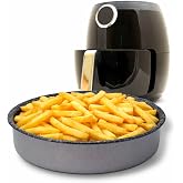 NAMAI - Recipiente Air Fryer 18 CM Redonda, Apta Para Lavavajillas, Moldes Para Freidora de Aire, Aluminio, Efecto Piedra, Mo