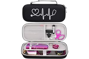 BOVKE Custodia per stetoscopio per stetoscopi 3M Littmann Classic III, Lightweight II S.E, Cardiology IV Diagnostic, MDF Acoustica Deluxe - Spazio extra per Taylor Reflex Hammer e Penlight, nero