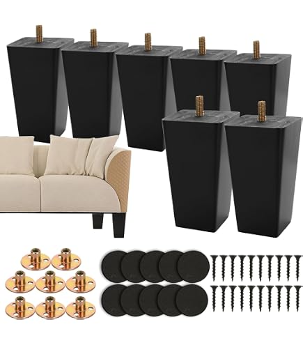 Masendelk 1 Inch Black Plastic Furniture Legs - Pack Of 4, Round Tapered Screw-in Legs For Sofa, Couch, Table - View #11