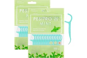 HEMIKS 200 Pcs Dental Floss Sticks, Floss Picks Disposable Floss Sticks Dental 2 in 1 Toothpick for Interdental Cleaning
