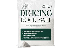 Pelle & Sol 20kg Rock Salt - Fast-Acting Deicing Salt for Melting Snow and Ice on Driveways, Paths & Roads - Rocksalt for Winter Safety - Snow Essentials, Prevents Freezing in Garden, Safe on Surfaces