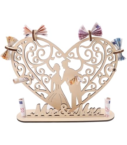 Holz Geldgeschenk Hochzeit Mit Lichterkette - Personalisierbarer Geldbaum Für Brautpaare