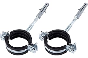 SYNYEY (Paquete de 2 piezas) Antivibraciones Soportes de tubo de metal único Clips Abrazaderas Revestimiento de goma para tubos de Ø 40-45 mm (2)