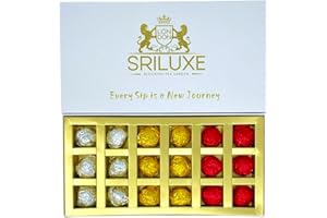 SRILUXE - 18 Assorted Luxury Premium Blooming Tea | Wonderfully Wrapped in Silver, Gold and Red | perfect for gifting or self-indulgence (18 Assorted Blooming Tea)