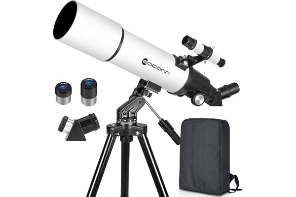 EACONN Teleskop för vuxna Astronomi, 80mm bländare 600mm Refractor Telescope för barn och nybörjare, Kompakt och bärbar Travel Telescope med ryggsäck