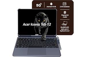 Acer Iconia Tab 12 5G with Stylus Pen and Keyboard|12.2",2.4K 90Hz IPS Display,450 Nit |4 PureVoice Stereo Speakers| 8GB + 128GB (Expandable)|Wi-Fi + 5G, Fingerprint Reader,Slim Metal Body|Blue