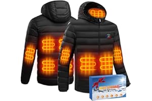 Pangbaylov Heated Jacket 3 Levels 9 Heating Zones Heated Down jacket For Men Women Upgraded 2 USB Interfaces Detachable Zipper Head Cap Winter Electric Jacket for Outdoor Camping Riding