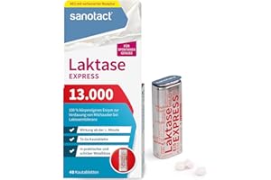 ‎SANOTACT sanotact Laktase 13.000 EXPRESS (40 Laktasetabletten) • Laktose Tabletten mit Sofortwirkung • Bei Laktoseintoleranz & Milchunverträglichkeit • Für spontanen Genuss von Milchprodukten