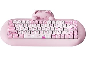 ‎YUNZII YUNZII C68 Drahtlose Mechanische Tastatur,65% Gaming Tastatur Hot Swap,Triple Mode BT5.0/2.4G/Wired Tastatur,RGB Backlit NKRO,Katze Silikon Ergonomie Tastatur Win/Mac(Milchschalter,Pink Cat)