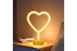 ENUOLI LED Heart Shaped Neon Night Lights Warm White Neon Lamp USB & Battery Powered Hanging Wedding Sign Novelty Indoor Lamps Decor Birthday Party Christmas Party Kids Room Living Room Bedroom or Bar