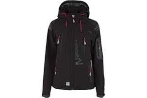 Geographical Norway Tislande Femme - Kapuzen-Softshelljacke Femme Étanche Extérieur - Coupe-Vent Veste - les Activités Randonnée Ski Automne Hiver Printemps