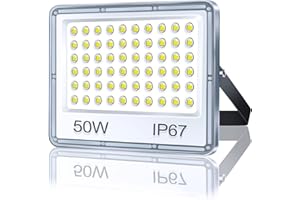 TASINUO 50W Focos LED Exterior 1 Paquetes, 5000LM 6500K Blanco Frío Superbrillante Foco LED, IP67 Impermeable Luces LED Exterior, Aplique Pared Exterior para Patio Trasero, Garaje, Pasillo, Jardín