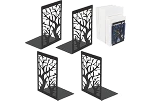 NVIYAM Lot de 2 serre-livres Parr (= 4 pièces) - En métal noir - Pour étagère, bureau, école, maison, bibliothèque - Porte-livres, Maintien Livre - 12 x 16 x 9,5 cm