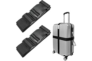 JYSDCXC pas zabezpieczający do bagażu, regulowany, z zamkiem TSA, do bezpiecznego zamykania, z zawieszką do walizki z tabliczką adresową (czarny, 2 sztuki)