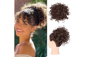 LARFRAECY Chignon Finto per Capelli Elastici Chignon Posticcio,chignon, fascia per capelli ricci,Chignon Extension Facile per Capelli Veri Ricci Posticci,Capelli Spessi per Donne Ragazze (Marrone scuro)