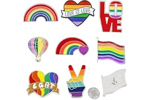 8 sztuk tęczowych pinezek, RosyFate tęczowe broszki, tęczowe flagi, broszki LGBT, tęczowe broszki, broszki gejowskie, emaliowane piny, broszki do parady, tęczowe pinezki miłosne, S, Metal