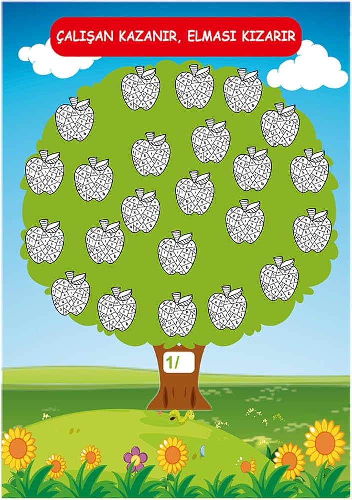 kocstudyo 1. Sınıflar için Kızaran Elma Ağacı Poster 70x100 cm