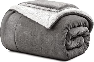 POLIGINO Coperta Plaid Pile 480GSM, Coperta Plaid Singolo/Matrimoniale Certificata OEKO-TEX® Sherpa e Flanella 210X240, Plaid Divano Fluffy di Alta qualità -Grigio