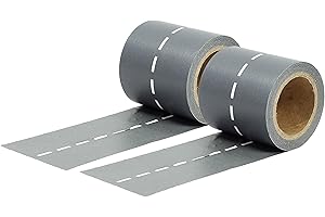 PaPIerDraCHeN 2 rotoli di Washi Tape - Viabilità - Nastro per disegnare tabelle - Disegna la tua rete stradale per giocare con le macchinine - Set di nastro adesivo per bambini e progetti fai da te.