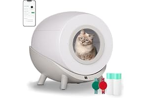 Jorbasado Self cleaning Litter Tray 80L Large Automatic Cat Litter Tray 14L Waste Container with APP Control Health Monitoring for Multi-cats Families Best Cat Litter Tray for Maine Coon Cats