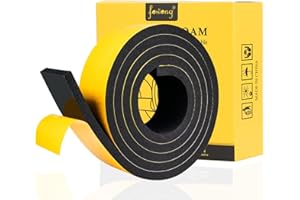 fowong Joint en bande d'étanchéité auto-adhésive 50mm x 10mm x 2m Joint en mousse caoutchouc élastique Anticollision Isolation pour Porte Climatiseur Automobile -Mousse noir film juane