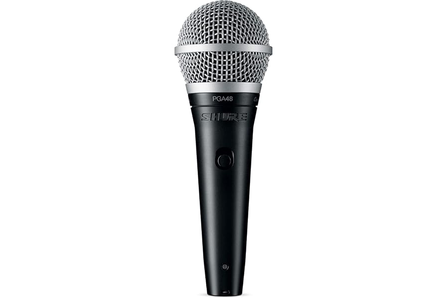 Shure PGA48-XLR-E Micrófono Dinámico de Mano para Voces con patrón de captación cardioide, Interruptor Discreto de Encendido/